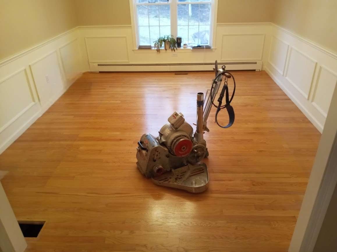 Hardwood floor after sanding and refinishing